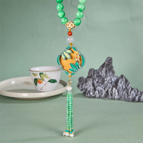 非金属布艺手链 【青竹】手串手工气质中国风十八子中式手链宫廷风