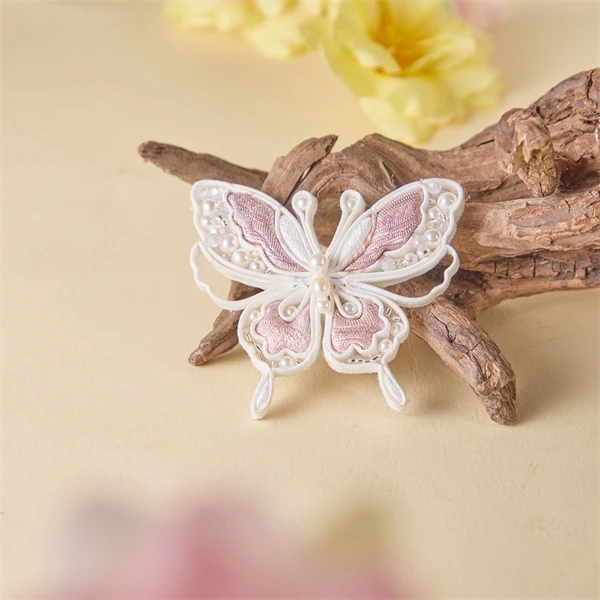 非金属布艺胸针 蝴蝶胸针中国风百搭小众饰品气质氛围感配饰 白浅