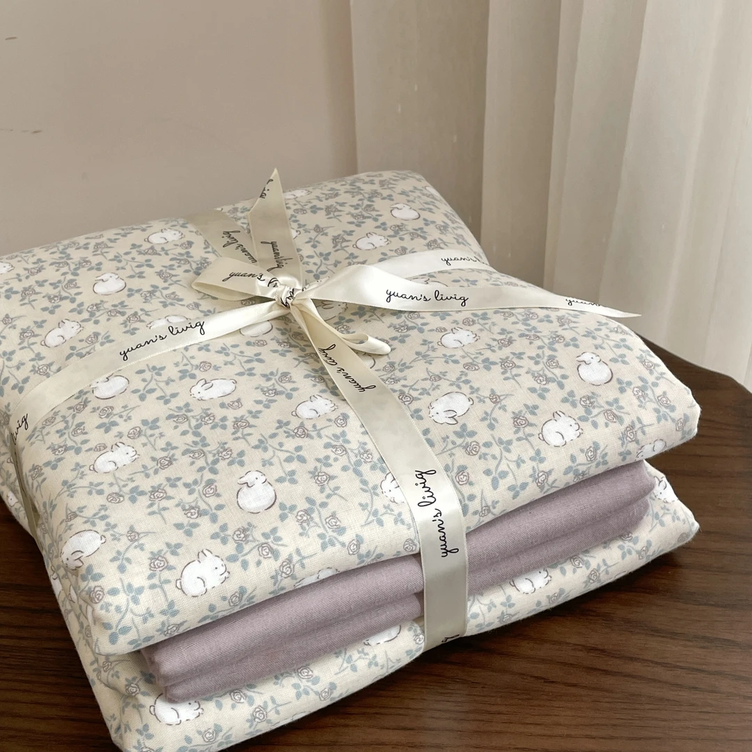 自定坯纱！ins风全棉A类有氧双层纱床上四件套三件套柔软亲肤学生