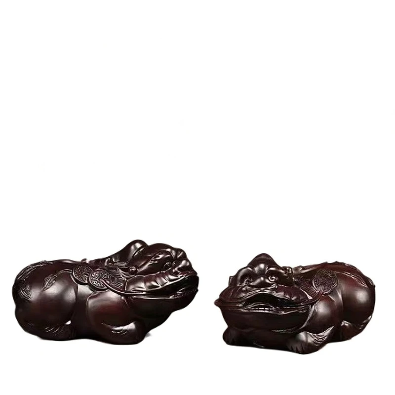 (新人礼)买一送一12公分貔貅木雕摆件（一对）