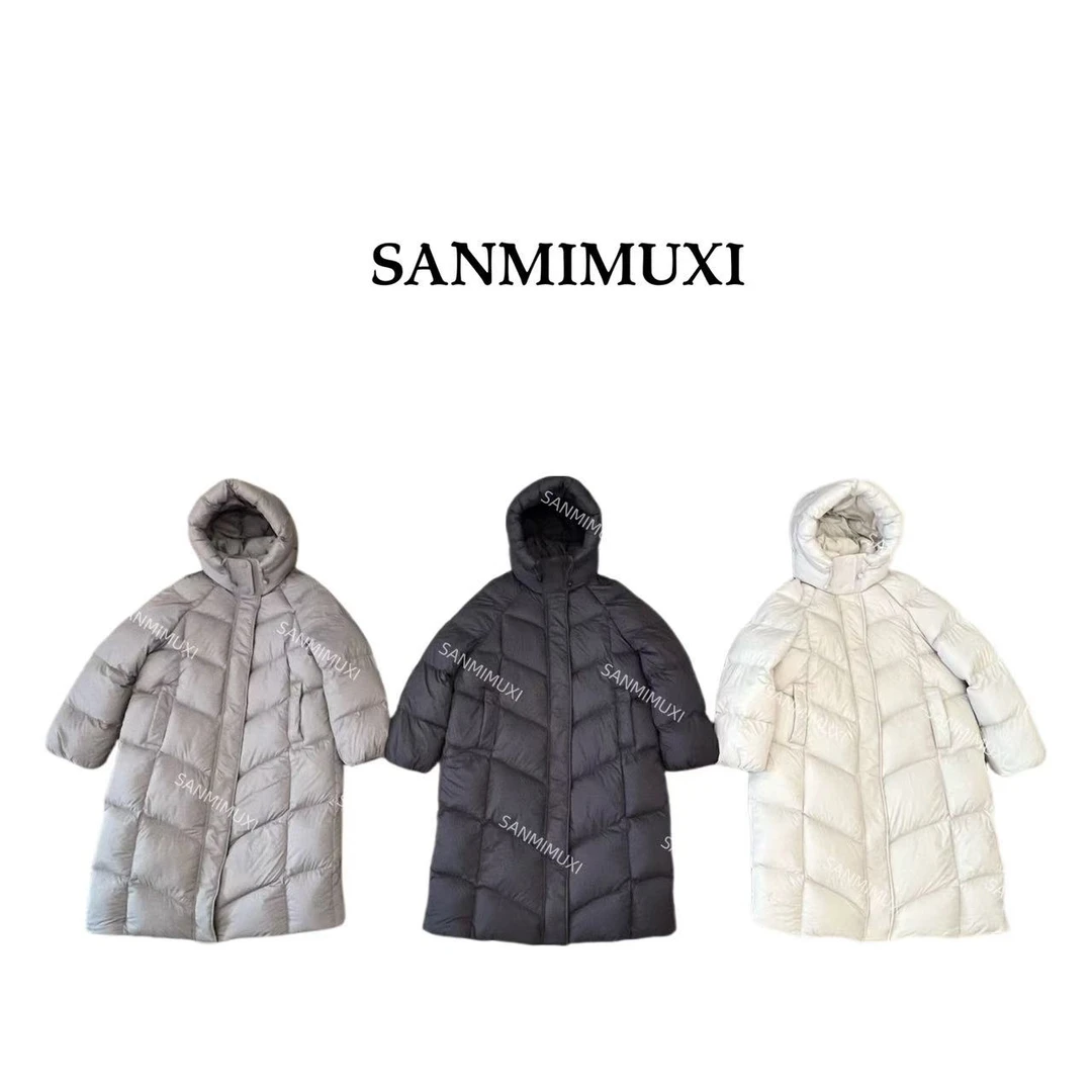 SANMI/叁米  90白鸭绒**长款连帽羽绒服  5757