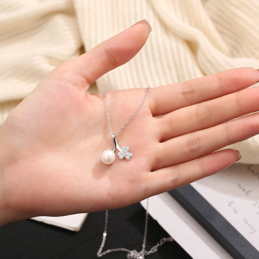 坠链均925银 S925纯银三叶草项链冬季时尚个性百搭精致吊坠锁骨链