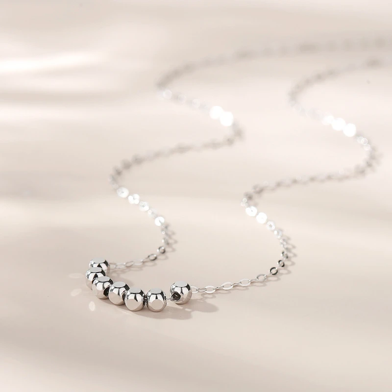 坠链均925银 S925纯银简约气质小圆珠小众百搭时尚个性锁骨链轻奢