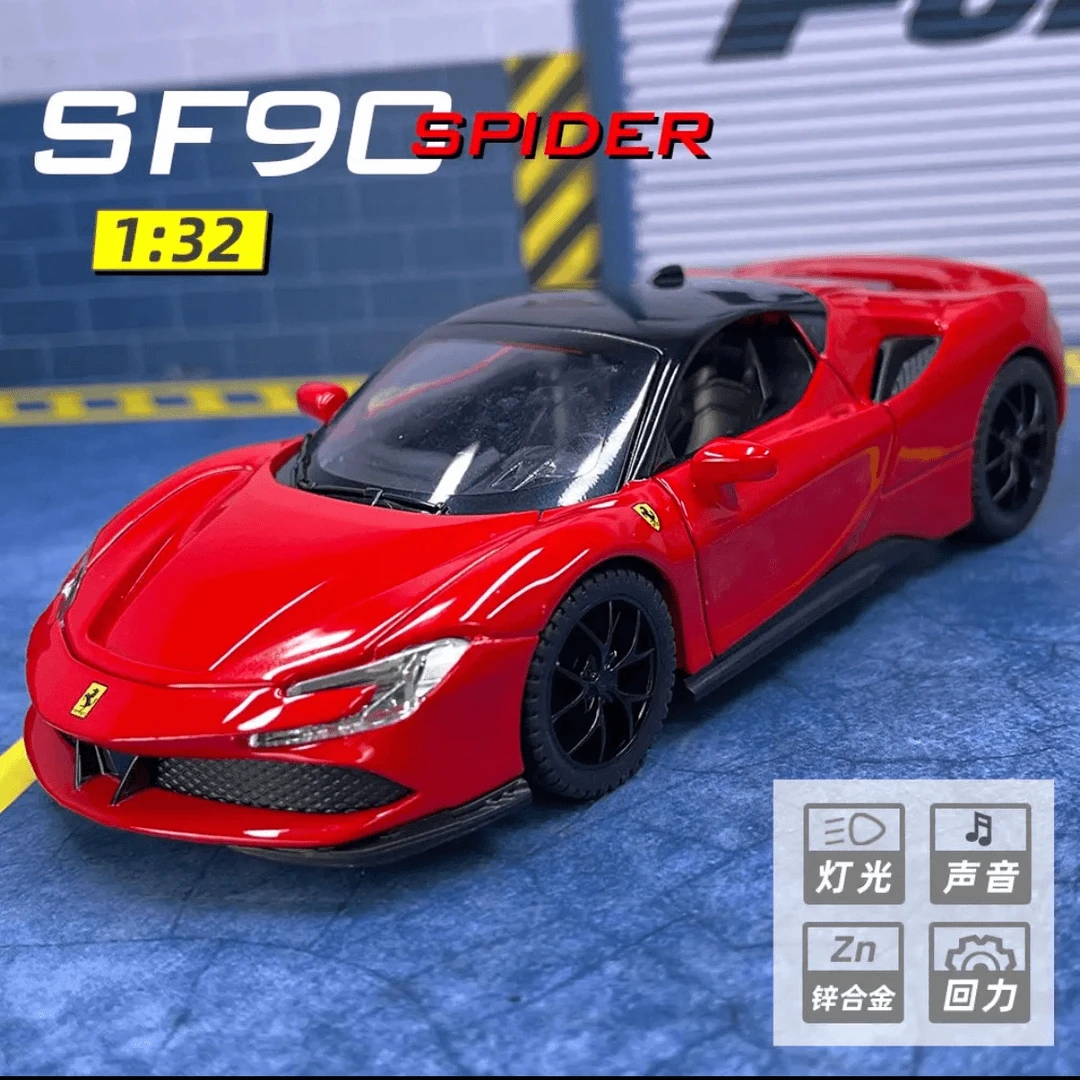 法拉利SF90】仿真合金收藏款汽车模型摆件/收藏儿童玩具功能车门
