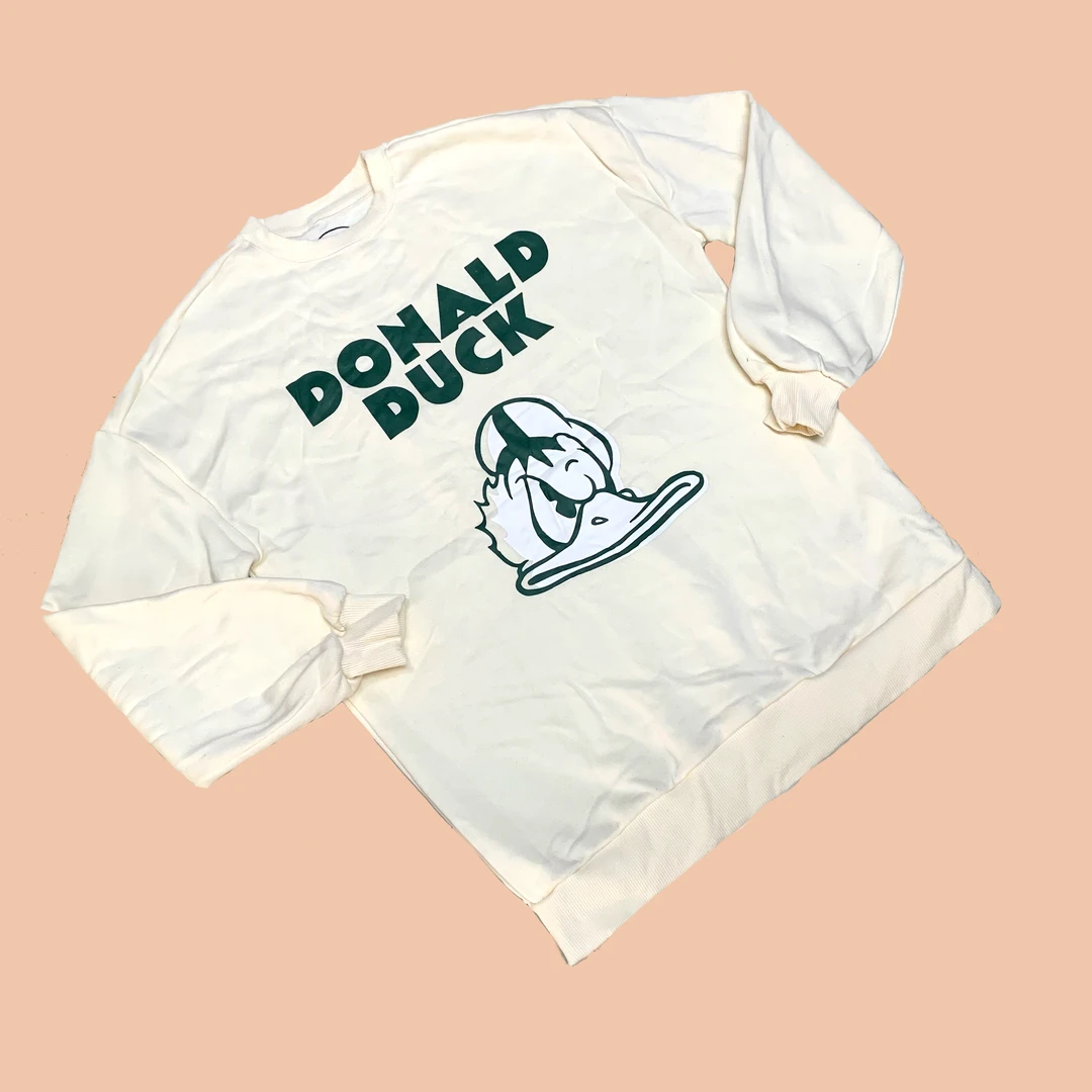 【瑕疵品】迪家乐园在售老鸭米白加绒套头大码成人卫衣