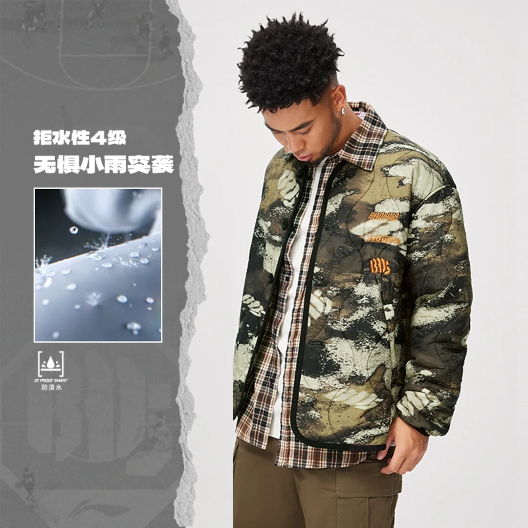 李宁外套 2024冬季新款反伍BADFIVE男子防泼水宽松短棉服AJMU085