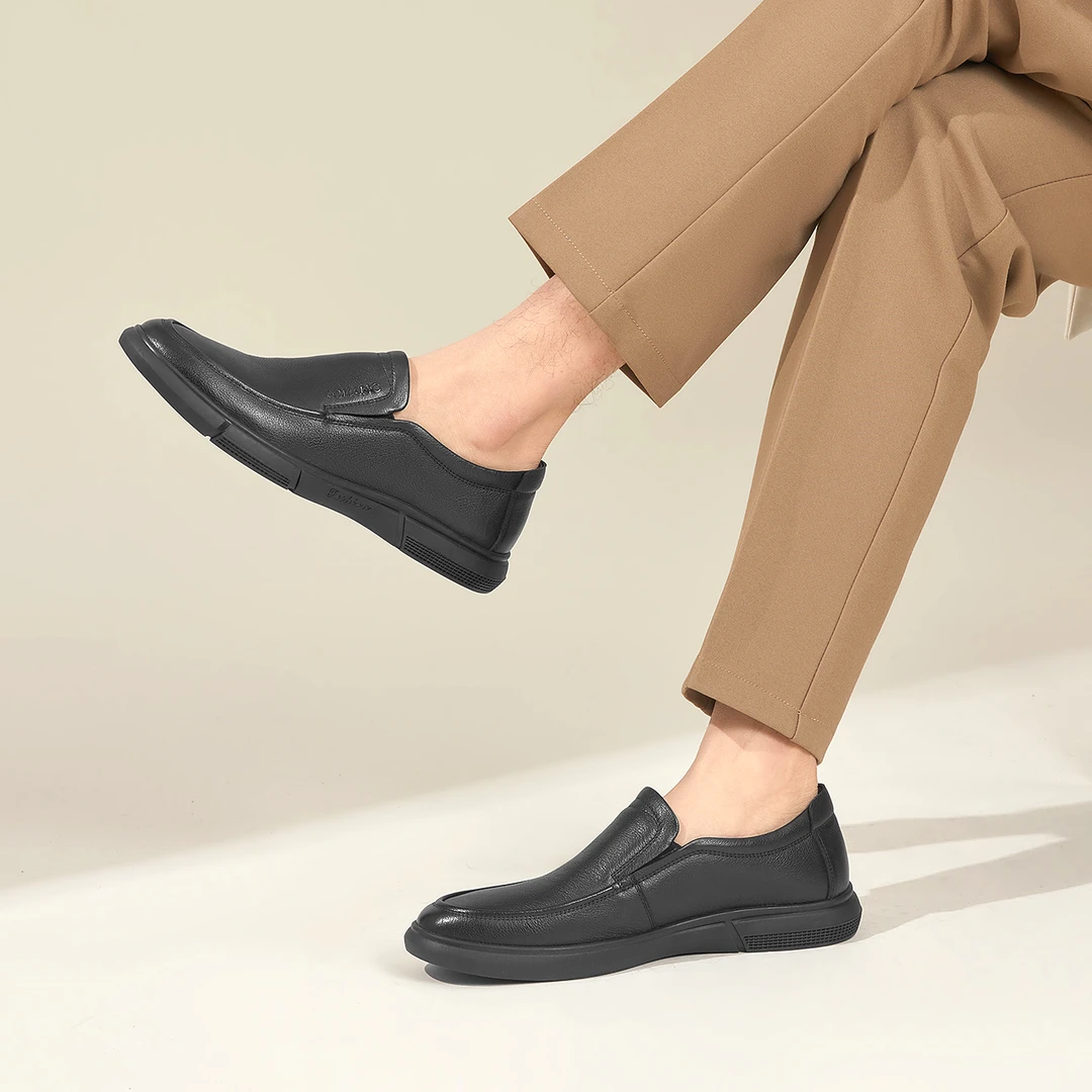 奥康男鞋冬季真皮休闲皮鞋一脚蹬舒适男士通勤皮鞋百搭休闲男皮鞋