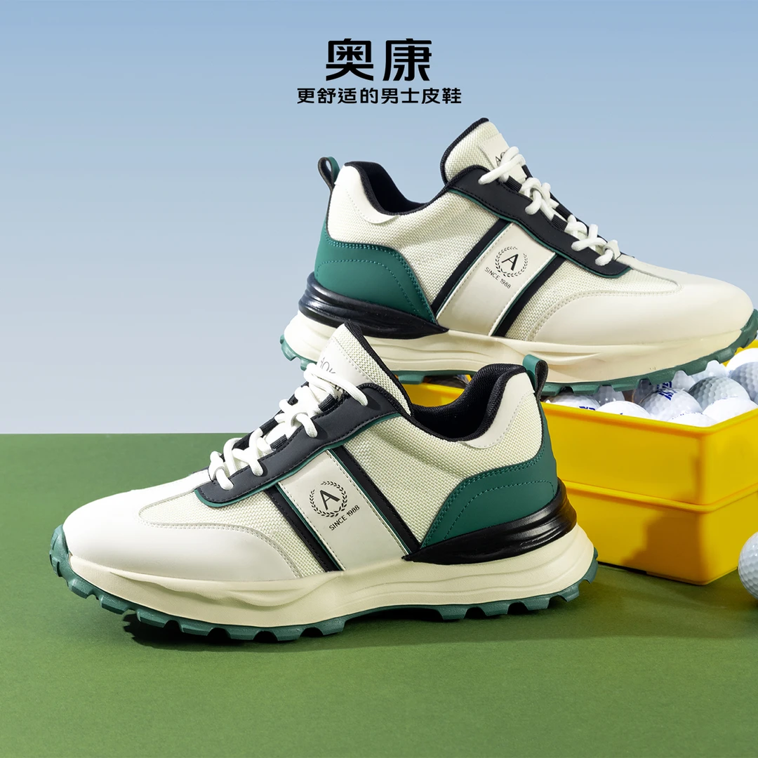 内增高7cm奥康男鞋秋季新款潮流拼接休闲鞋透气舒适阿甘鞋跑步