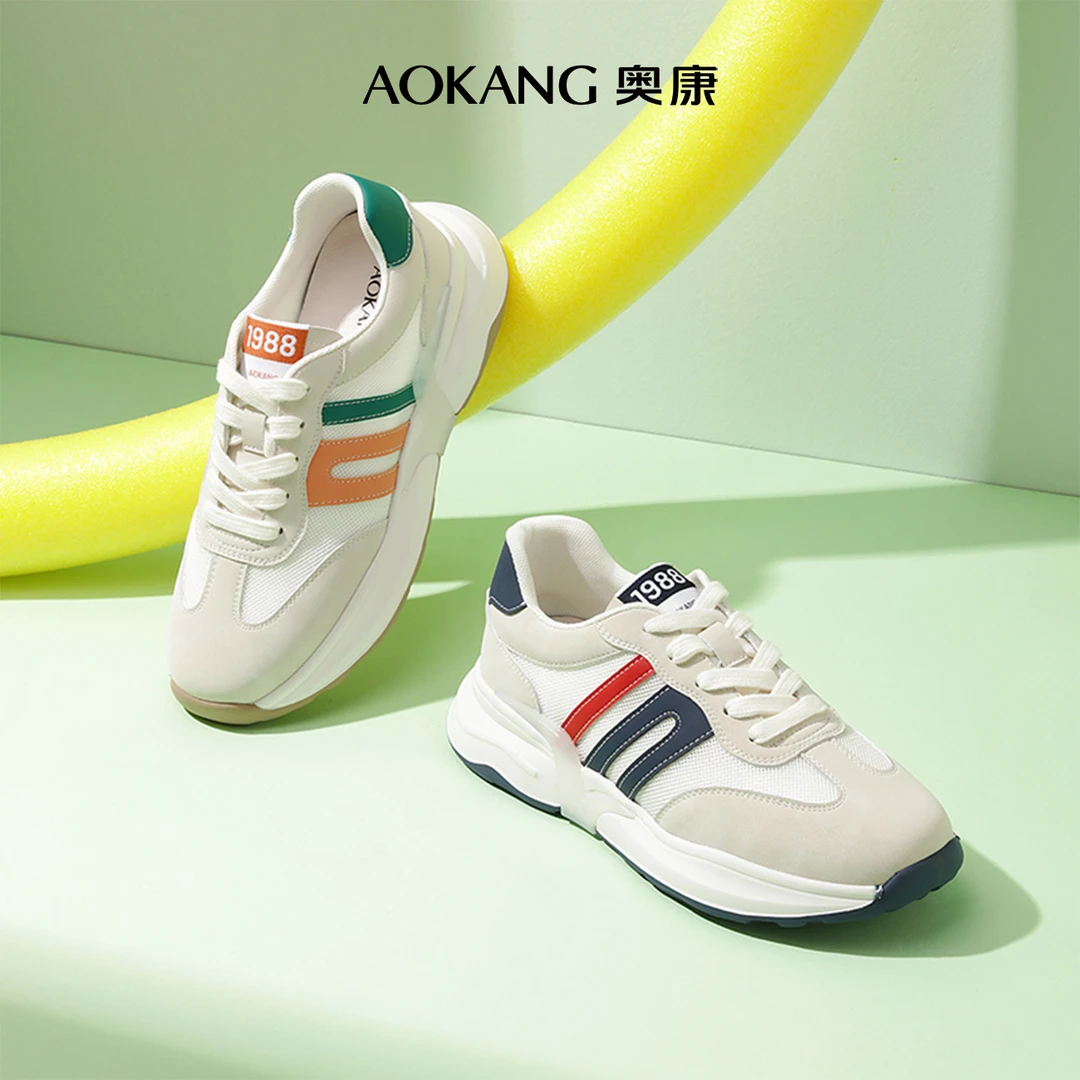 Aokang/奥康女鞋春季新款阿甘鞋休闲百搭系带运动鞋潮
