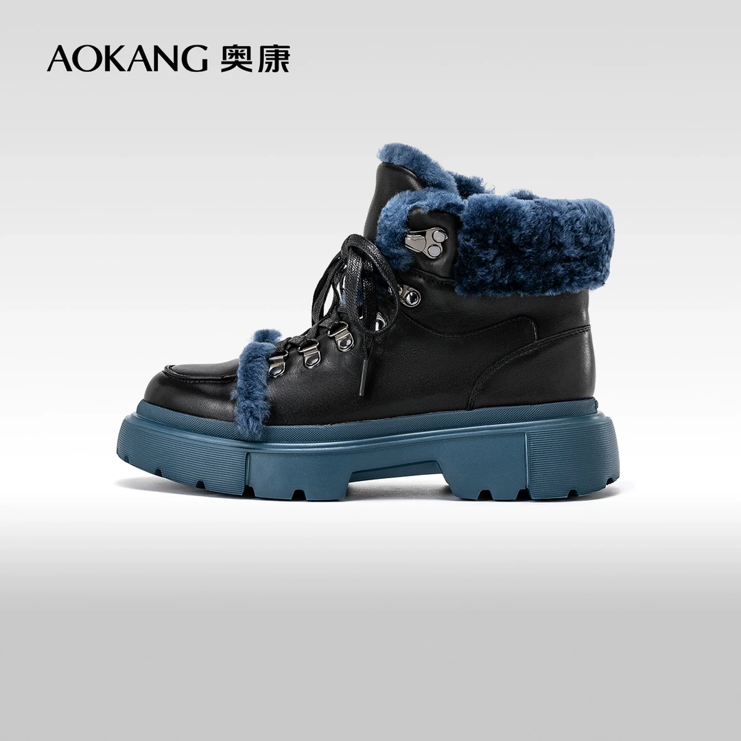 【运动皮鞋】女鞋 冬季新款加绒保暖马丁靴休闲百搭女靴