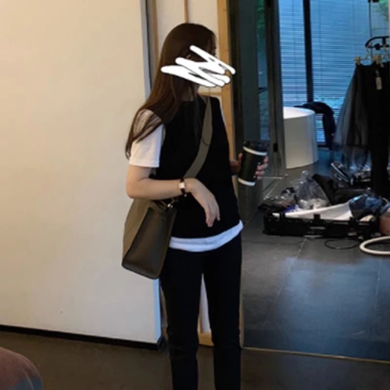 复古针织马甲背心女春秋装复古减龄宽松外穿无袖毛线坎肩外搭马夹