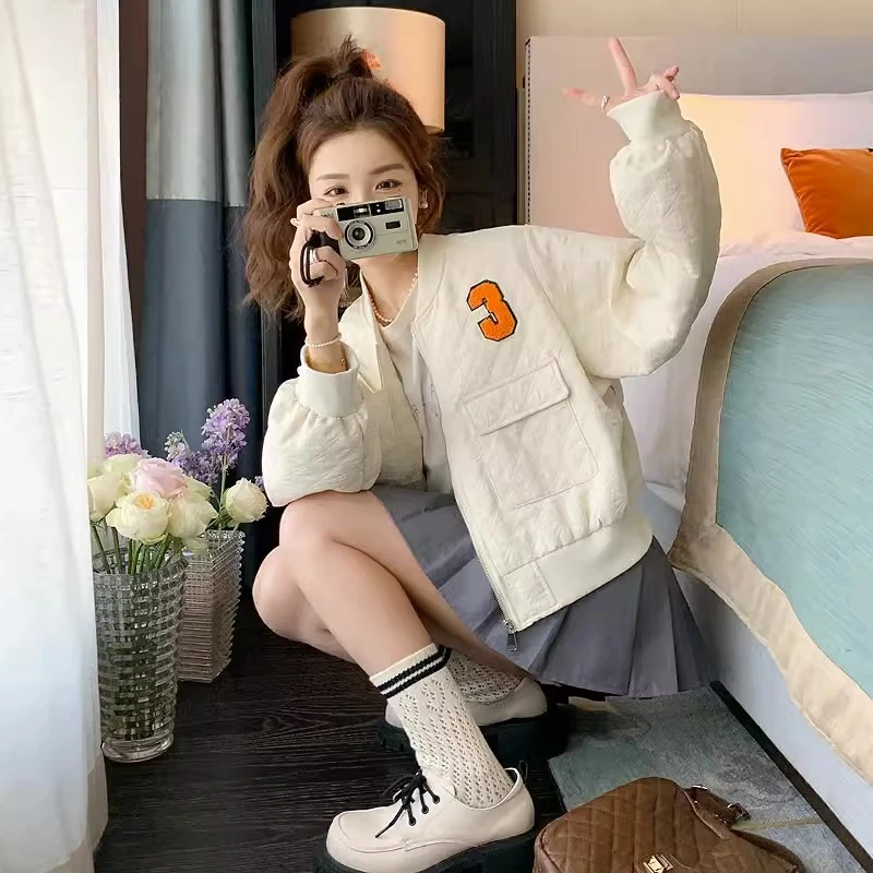 美式复古棒球服外套女2023年新款小个子短款休闲时尚炸街夹克上衣