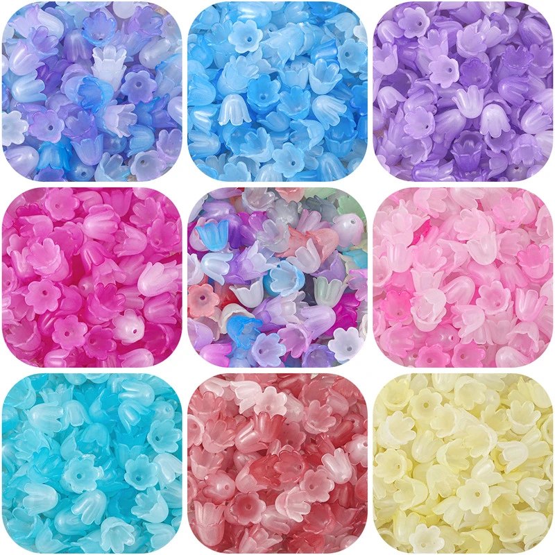 简约渐变双色亚克力铃兰花古风发饰 DIY手工配件串珠材料包