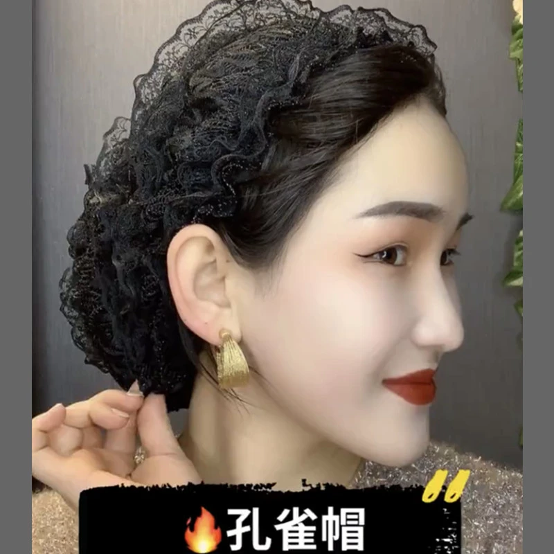 春秋新款女士头巾遮白发时尚蕾丝美人气质网红包头帽帽头饰