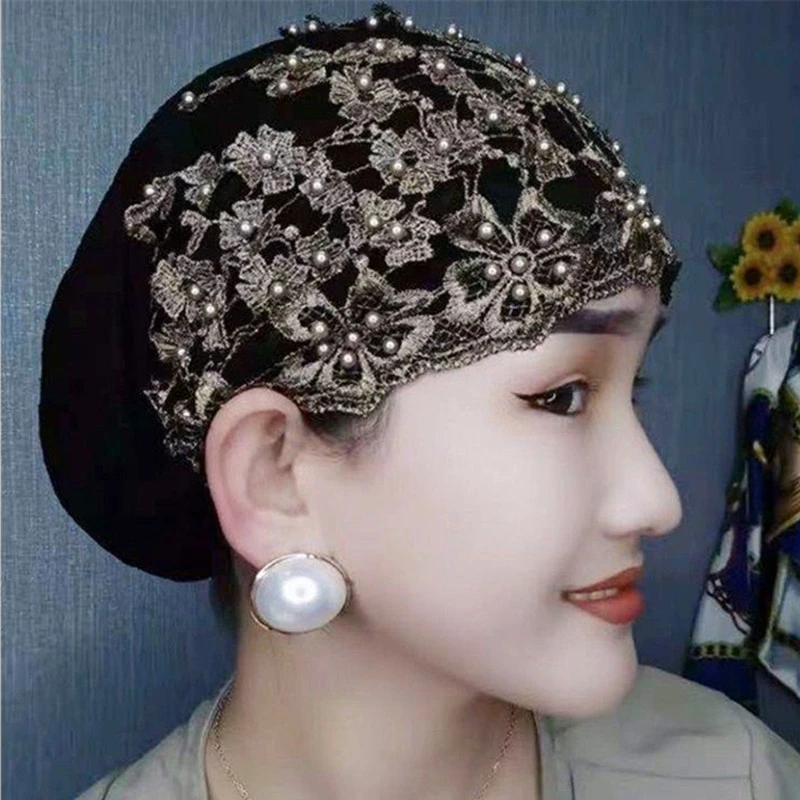 新款包头帽休闲钉珠松紧花边帽妈妈帽老人帽