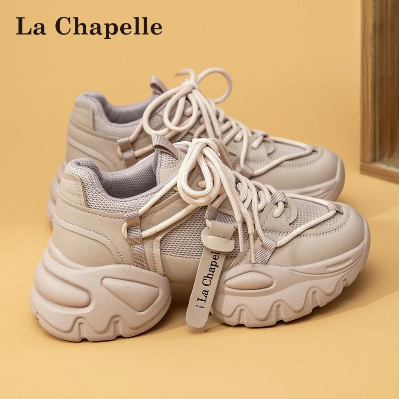 拉夏贝尔厚底老爹鞋女2024新款增高运动软底女鞋透气运动鞋子