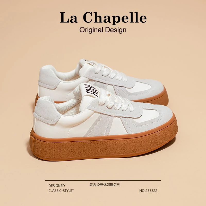 拉夏贝尔松糕底板鞋女2024秋季新款芭蕾德训鞋百搭时尚休闲运动鞋