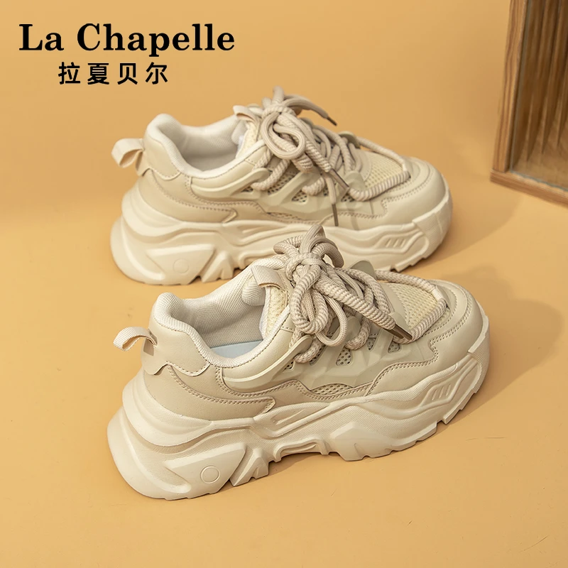 【宝哥宝嫂专属】拉夏贝尔显脚小女鞋轻便厚底白色老爹鞋