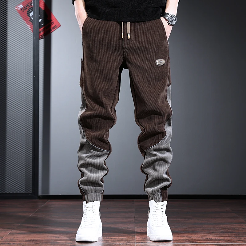 灯芯绒休闲裤男士秋冬季加绒保暖运动裤美拉德穿搭潮流时尚束脚裤