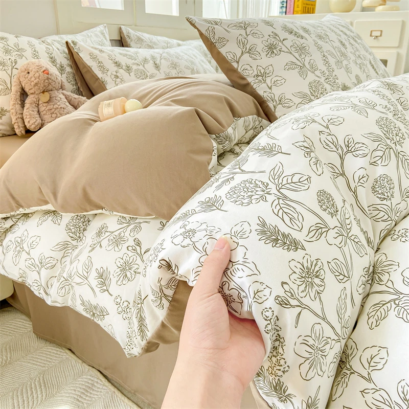 A类母婴级水洗云朵棉双层纱四件套学生宿舍床单被套少女心三件套3