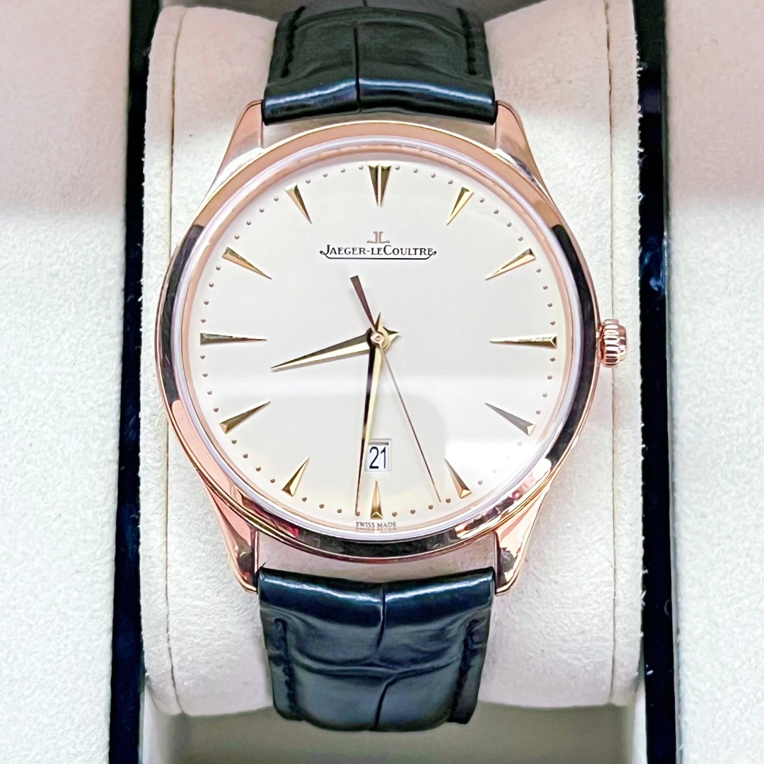 99新  积家大师系列1282510大三针 自动机械 18k玫瑰金 40mm 男表