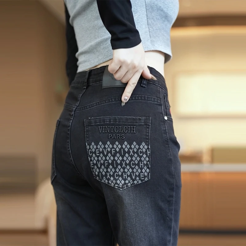 秋冬男士牛仔裤直筒修身2024新款潮牌高端男款休闲中腰男长裤子