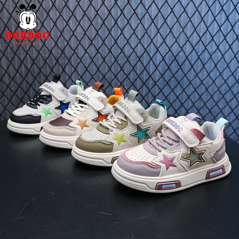 Bobdog/巴布豆2025春季新款童鞋男女运动板鞋防水透气超轻运动鞋