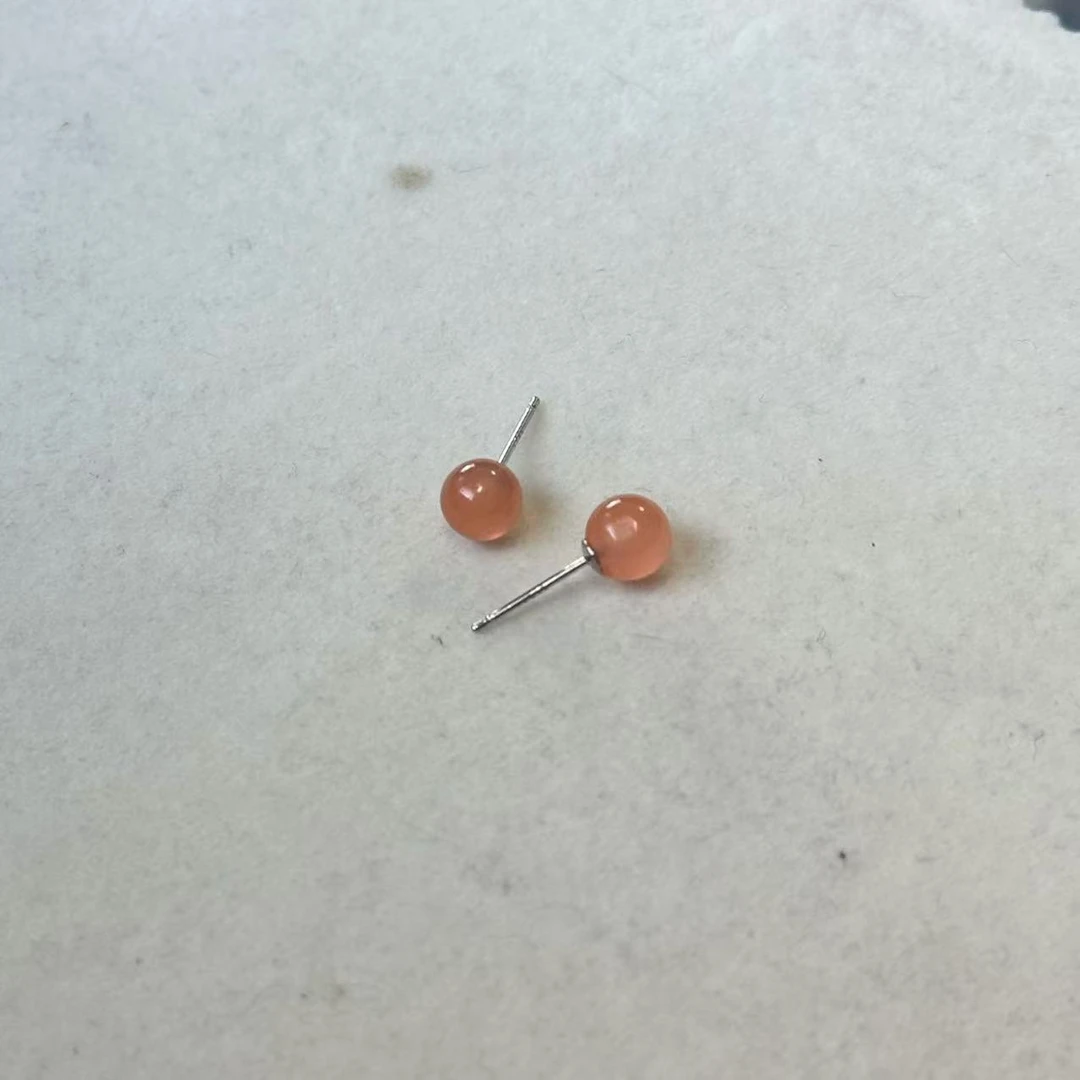 山与湖珠宝【南红耳钉】S925银天然南红玛瑙耳钉  多样性发一