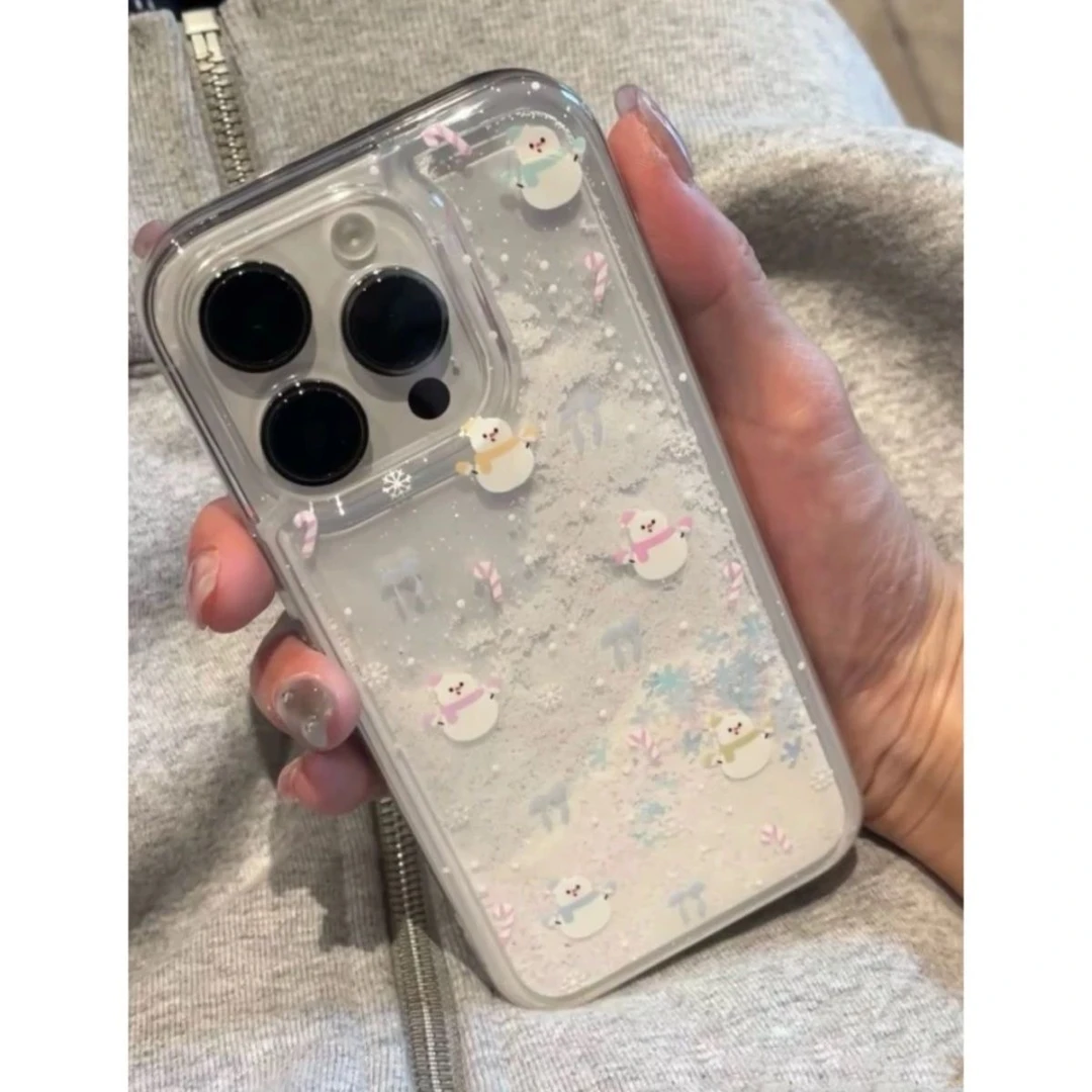 冬日多个雪人适用苹果16/15/14雪花手机壳iPhone13新款12软11PRO