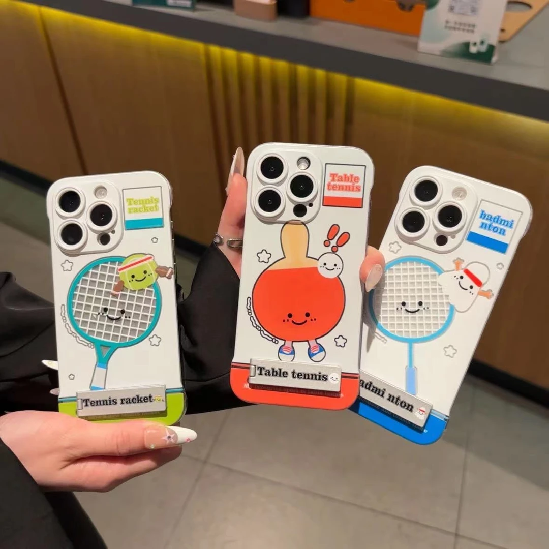 趣味球拍支架适用无边框硬壳iphone16/15手机壳华为vivo小米oppo