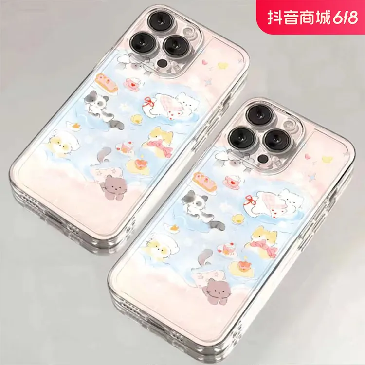 温泉猫猫适用新款苹果14手机壳iPhone15promax透明软壳13小清新12