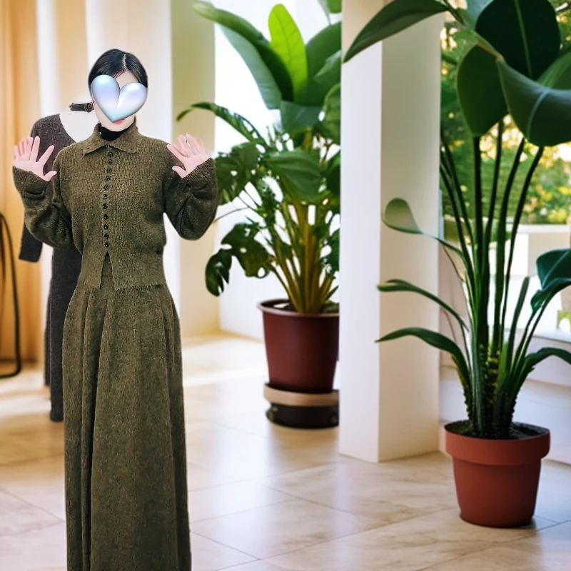 长袖毛衣半身裙两件套女秋冬新款气质显瘦修身温柔复古休闲