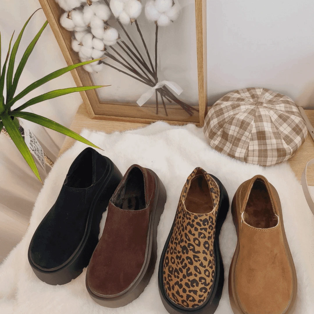 【可莉专属】秋冬加绒款博肯鞋女2024年新款厚底复古百搭休闲韩版