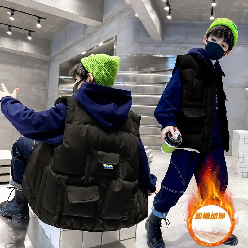 男女童马甲秋冬款外套2022新款洋气中大童加厚坎肩潮流保暖外穿潮