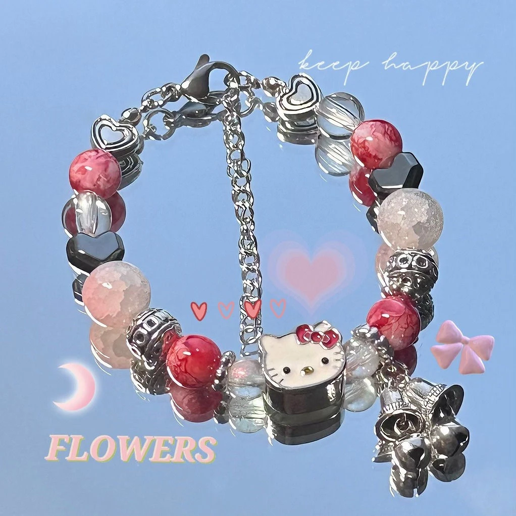 锌合金手链 同款KT猫铃铛手链女款小众设计高颜值卡通送闺蜜礼物