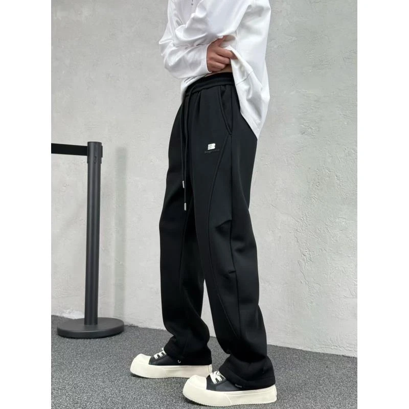 冬季设计师款加绒加厚伞兵裤拖地弯刀直筒裤#S206