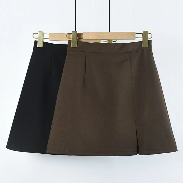 开叉半身裙春秋季新款韩版a字遮胯时尚包臀高腰毛呢裙短裙女潮556