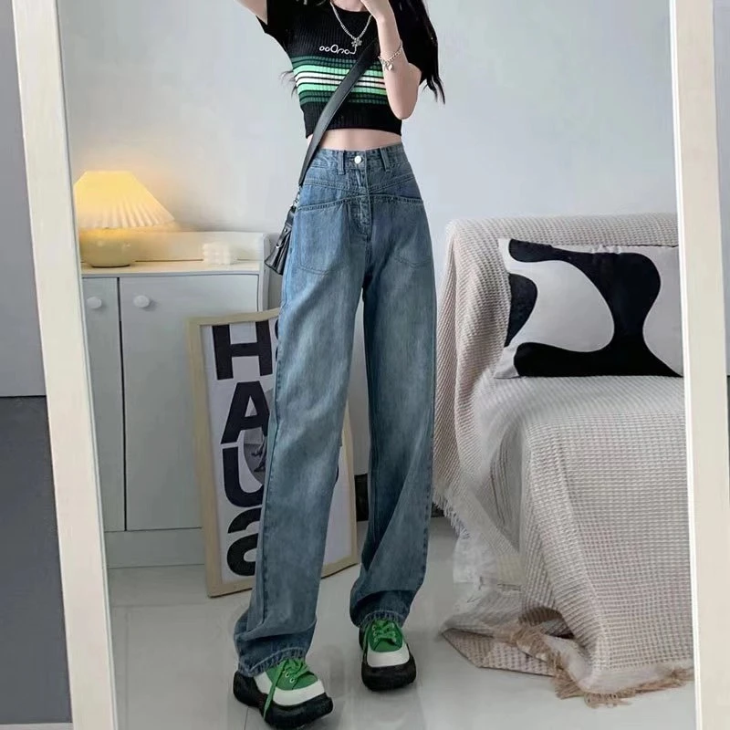 垂感牛仔裤春秋百搭阔腿裤显瘦高腰夏季拖地裤