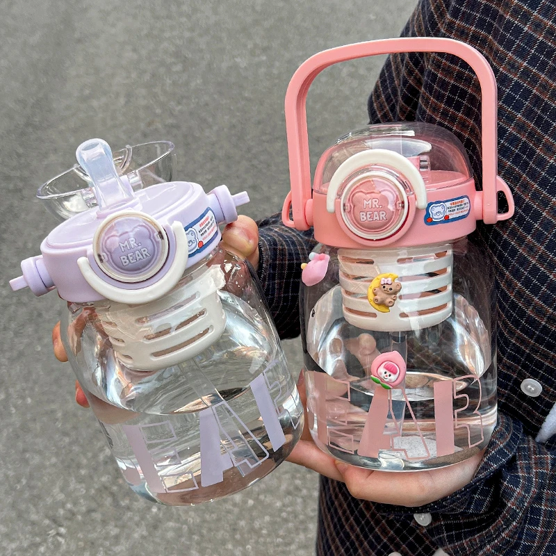 大肚玻璃杯茶水分离带茶仓吸管水杯女学生高颜值上学专用花茶杯子