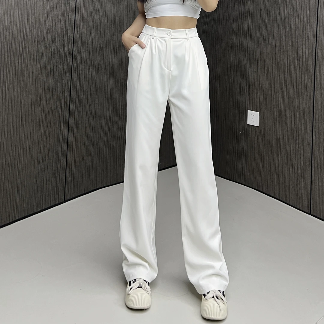 高腰直筒西装裤女2023年秋季新款宽松垂感显瘦拖地阔腿裤