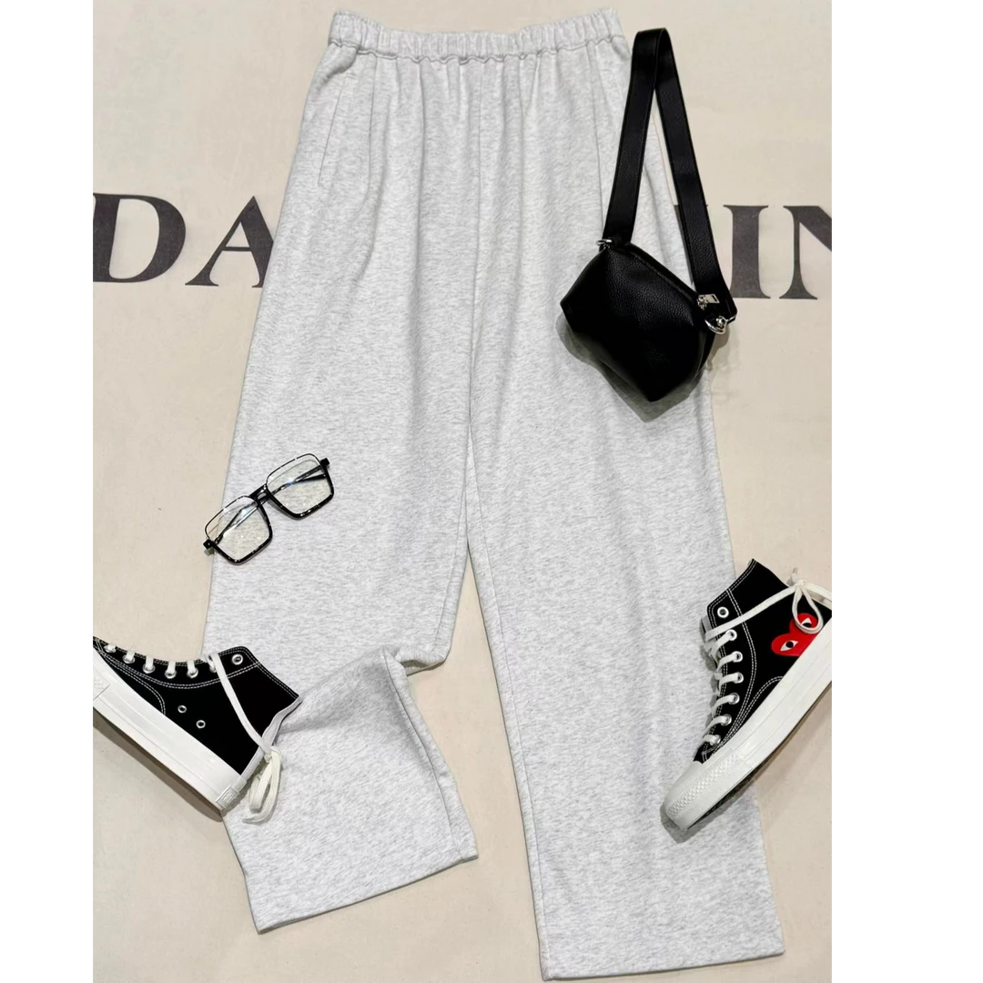 [68岁小姐姐]秋季慵懒风松紧腰宽松阔腿直筒休闲运动卫裤LZ 3423