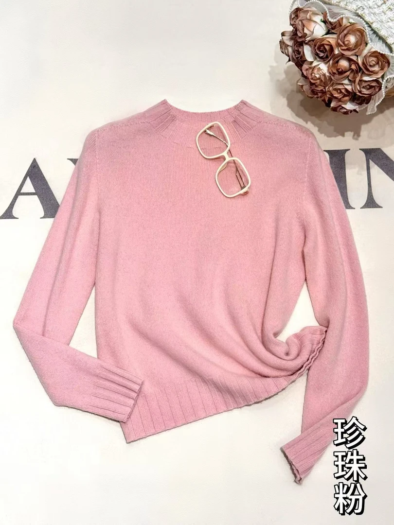 【68岁小姐姐】半高领花纱100%绵羊毛秋冬针织长袖打底衫D24BM 1801