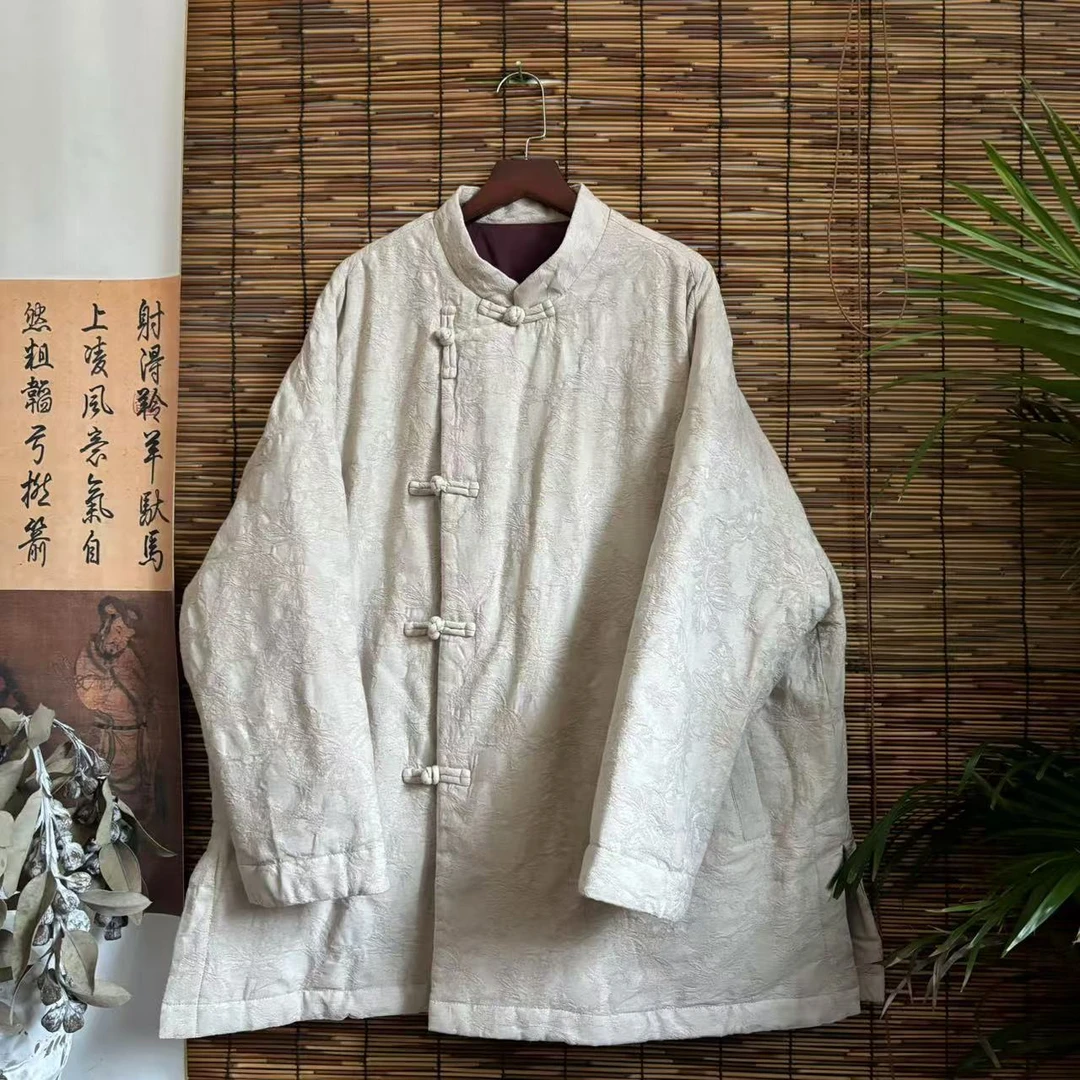 【大梅子推荐】设计款亚麻提花盘扣棉服MQ3070