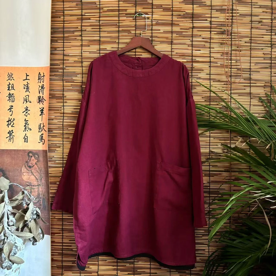 【大梅子推荐】设计款亚麻口袋上衣X6353