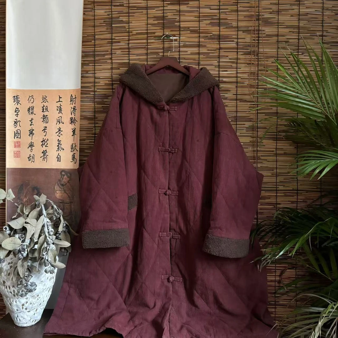 【大梅子推荐】设计款亚麻打格连帽棉服MQ3037