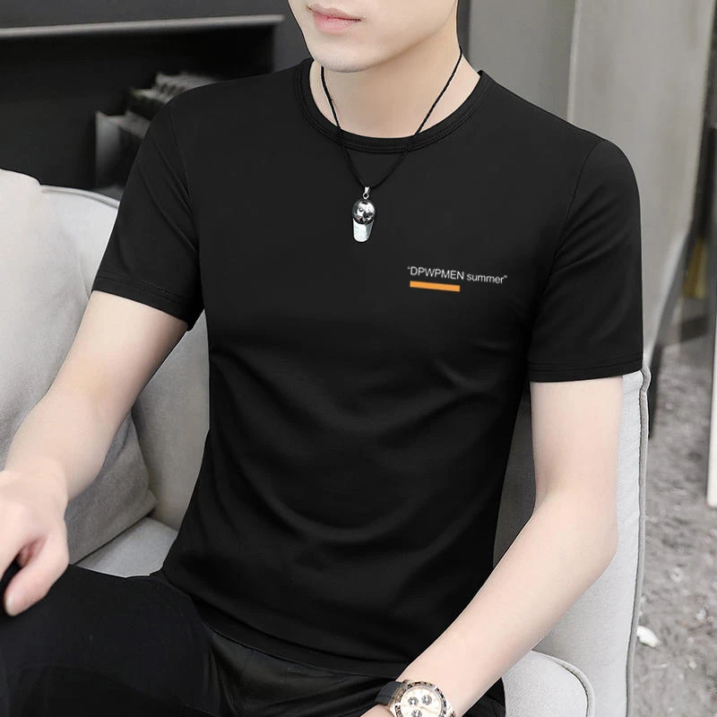 高档冰丝男士短袖t恤男装夏季半袖衣服爆款2025新款潮流韩版上衣