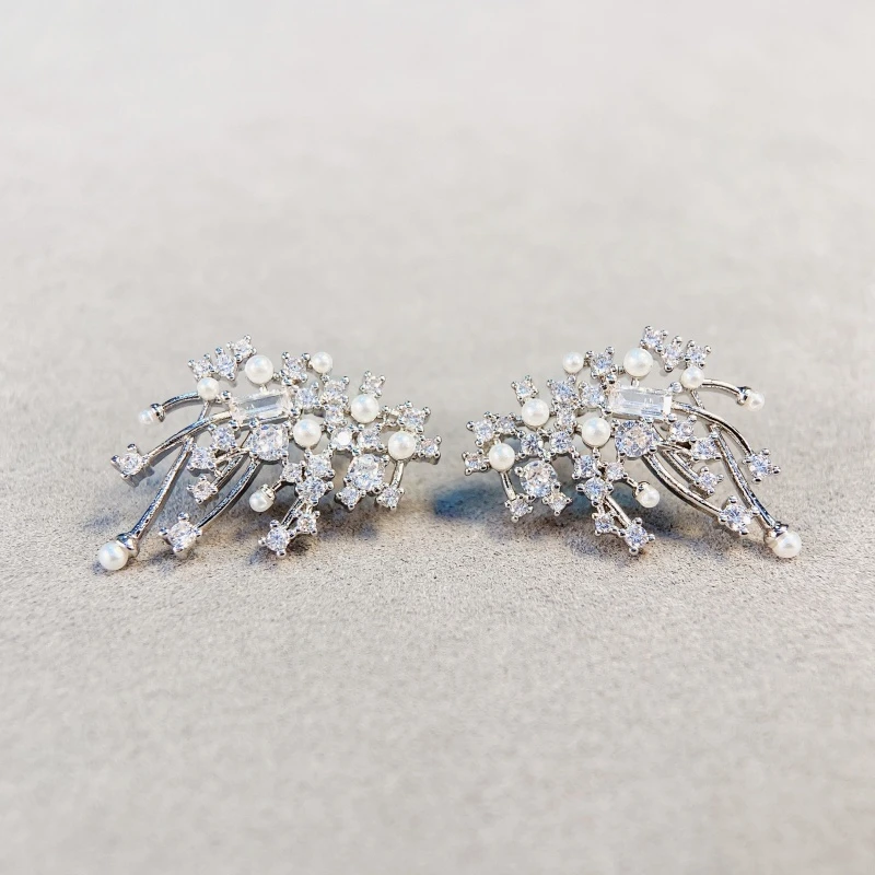 铜合金锆石耳饰 【1834】HF//璀璨星云耳钉