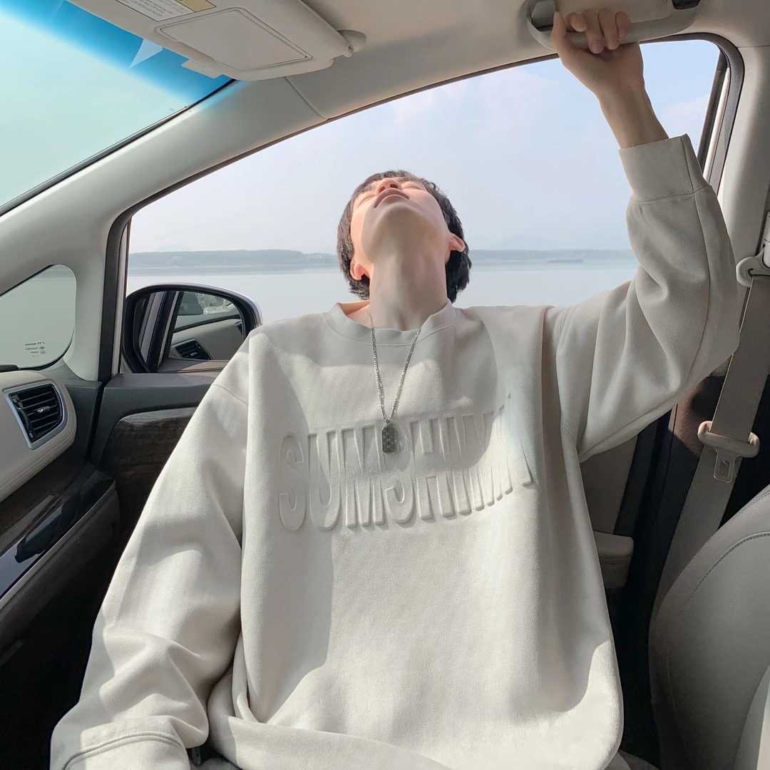 重磅字母钢印圆领卫衣男女春秋季新款长袖T恤宽松大码内搭打底衫