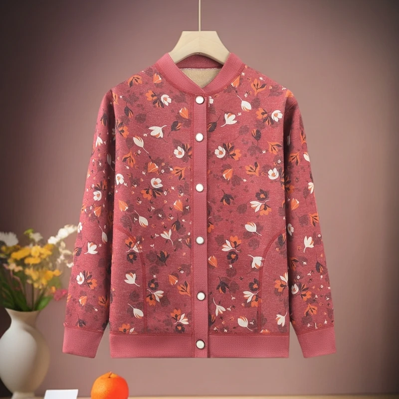 秋冬中老年妈妈婆婆奶奶装开衫外套时尚保暖毛衣老太太居家906