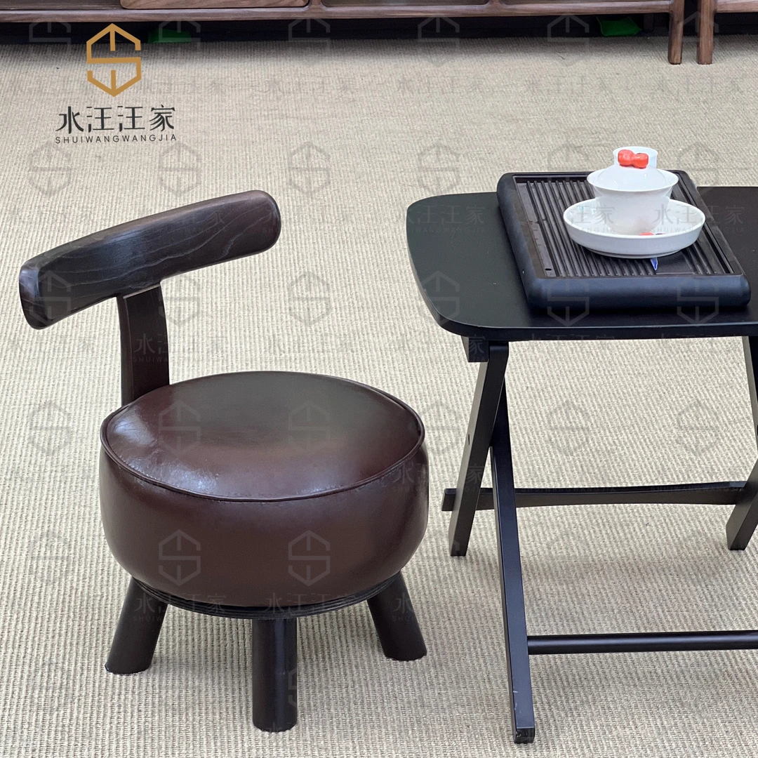 【可可旋转椅】新中式实木旋转凳子家用靠背小椅子矮凳客厅沙发